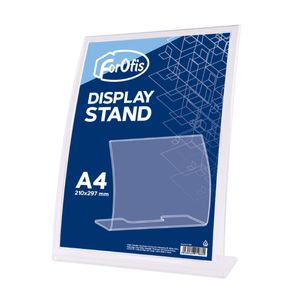 L-shaped Curved Card Stand A4 (plastic) for paper size 297x210mm Clear