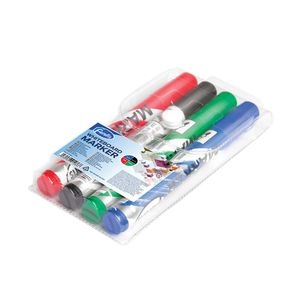 Set of 4 whiteboard markers (black, blue, red, green) bullet tip FOROFIS /PVC bag