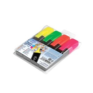 Set of 4 text markers (yellow, pink, green, orange) chisel tip 1-5mm FOROFIS /PVC bag