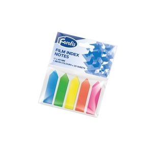 Plastikāta līmlapiņas-indeksi FOROFIS 5 neona krāsas x 20lp. 44x12mm