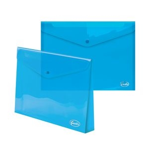 Envelope plastic A4 FOROFIS w/button 0.35mm (transparent blue) PP