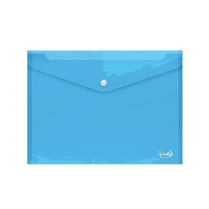 Envelope plastic A4 FOROFIS w/button 0.16mm (transparent blue) PP