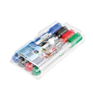 Set of 4 permanent markers FOROFIS (black, blue, red, green) bullet tip /PVC bag