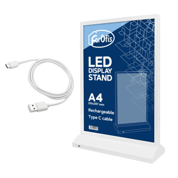 Настольный LED-дисплей A4, аккумуляторный, белый FOROFIS