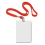 Name badge FOROFIS plastic 90x58mm vertical with red lanyard 42cm (polyester)
